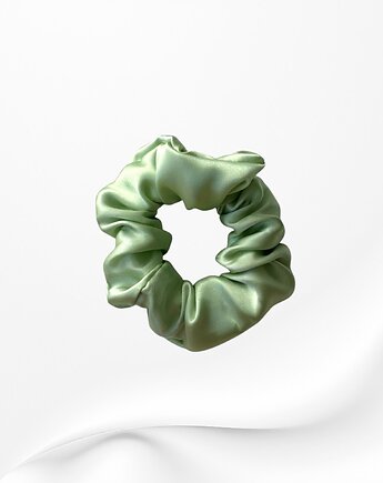 Jedwabna scrunchie gumka frotka midi zielona jasna, Zdunetti