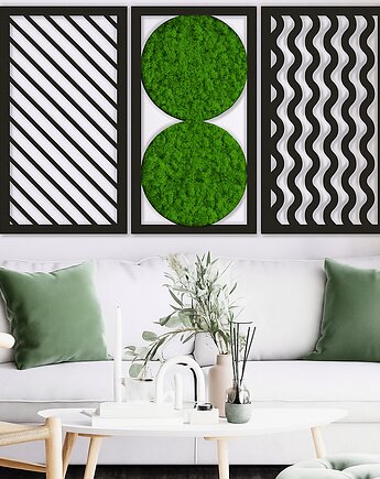 Tryptyk mech chrobotek żywy obraz koła dekoracja ażurowa, Magia Chrobotka