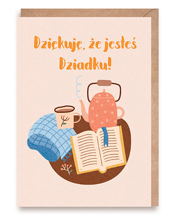 Kartka na Dzień Dziadka Dziękuję że jesteś Dziadku Prezent Karnet A6, Cardie