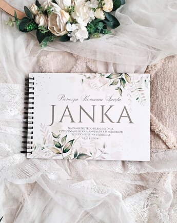 Elegancki Komunijny album z dedykacją, pamiątka Komunii, prezent na Komunie, LOO LOO DREAM