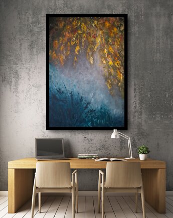 Obraz Jesienny Ogród akryl na płótnie 90x60 cm, Betańska Studio