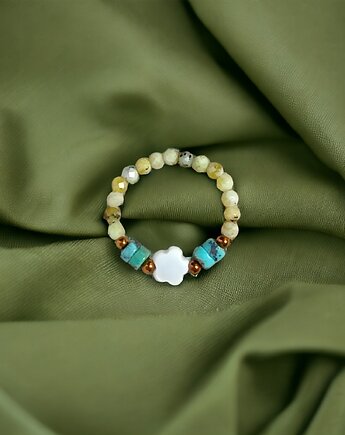 Pierścionek : summer :: turkus, muszla, kaktusia