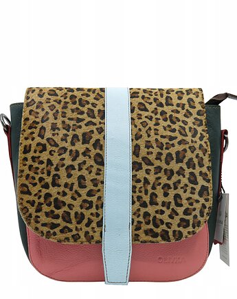 Torebka damska klasyczna skórzana regulowany pasek klapka wzór OLIVKA, Olivka Warsaw