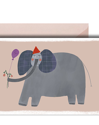 kartka okolicznościowa urodzinowy słoń + koprta, MUKI design