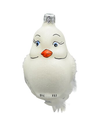 Bombka choinkowa: Gołębica z piórkami: biała, Syn Bombkarza