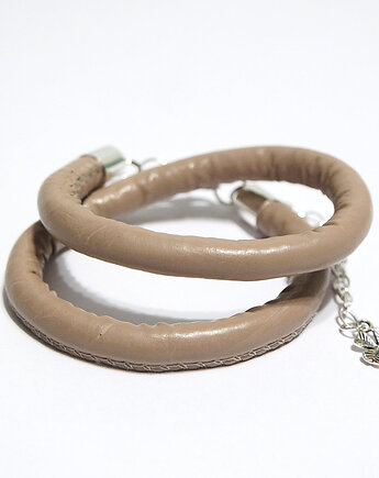 Bransoletka - Beżowa - gruby rzemień, owijana, yenoo