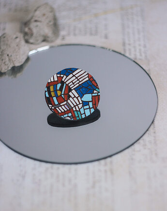 Broszka pin ze skóry z mozaiką, Pracownia Wieczorek