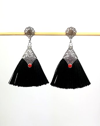 Kolczyki czarne chwosty, Silver Violet