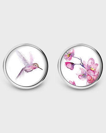 Kolczyki sztyfty - Koliber - grafika, yenoo