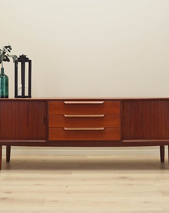 Sideboard tekowy, duński design, lata 70, produkcja: Dania, Przetwory design