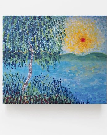 Obraz do salonu  pejzaż z brzozą, alice oil on canvas