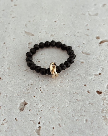 Pierścionek elastyczny Onyks, Chmolowska Jewellery