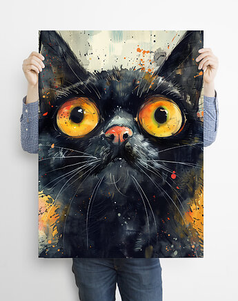 Czarny kot - grafika na plakacie, JBJart Justyna Jaszke