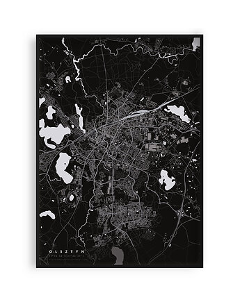 Mapa Olsztyna,  Plakat Olsztyn,  Mapy miast, PLAKATY GEOMETRYCZNE