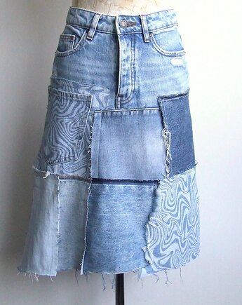 Patchworkowa spódnica jeans r.38, AnitaPalmerArt