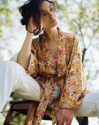 Kimono Yellow Flower SHORT, Hippie and Bloom