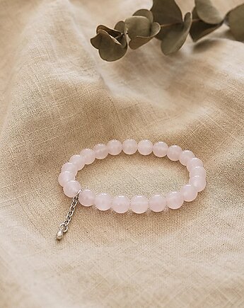 Bransoletka Pastel Pink, kwarc różowy i srebro 925, Velucci