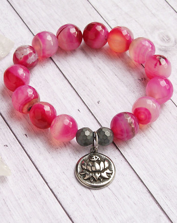 Stal szlachetna :: agat różowy :: rozmiar S/M, kaktusia