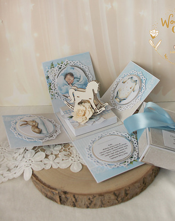 Exploding box na chrzest, roczek, narodziny "BabyBlue" GOTOWY, Lulaczkowo