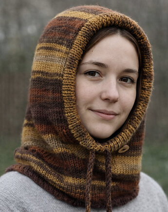 Balaclava oversize kominiarka kaptur zamiast czapki handmade, splotomaniaa