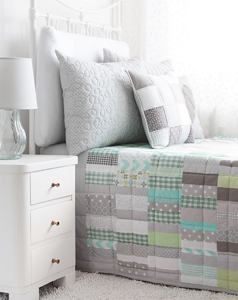 Narzuta patchworkowa HORD zielona 145 x 215 cm, patchwork house