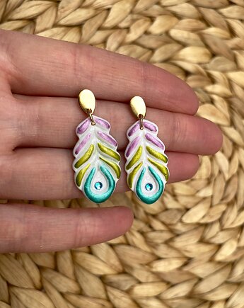 Kolczyki z gliny polimerowej piórka, Megan Little Things