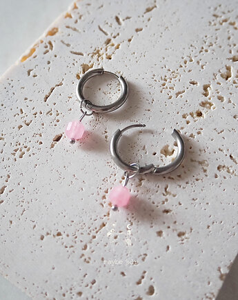 Kolczyki 2w1 z zawieszką z kamienia naturalnego, MAYBEJWLR