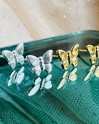 Srebrne kolczyki motylki,  sztyfty motyle, Anemon Atelier