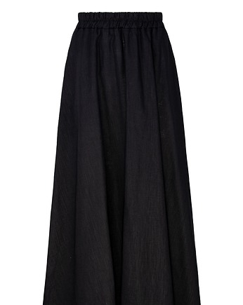 Lniana spódnica MAXI z kieszeniami - czarna, Linberry