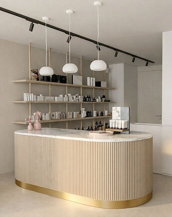 PATRICIA - Recepcja do butiku, sklepowa biurko recepcyjne na wymiar, Papierówka Simple form of furniture