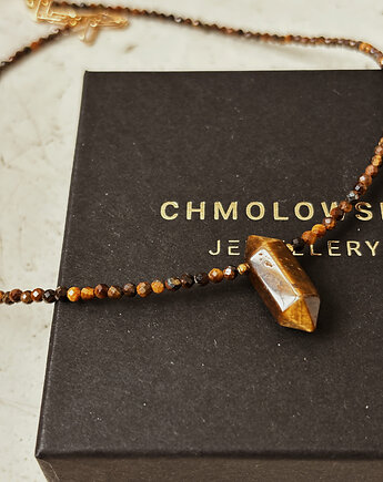 Naszyjnik Tygrysie Oko  z grotem, Chmolowska Jewellery