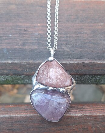 Ametyst z kwarcem - wisiorek, po drugiej stronie lustra