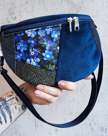 Nerka półksiężyc niezapominajki patchwork, Zapętlona Nitka
