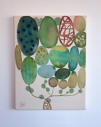 Obraz akwarelowy na płótnie 40x30 cm - Drzewo szczęścia i obfitości, Gabriela Krawczyk