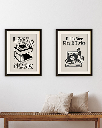 PLAKATY dekoracyjny retro  gramofon pop art  muzyka grafika, black dot studio