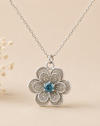 Srebrny naszyjnik z akwamarynem, Silverya Atelier