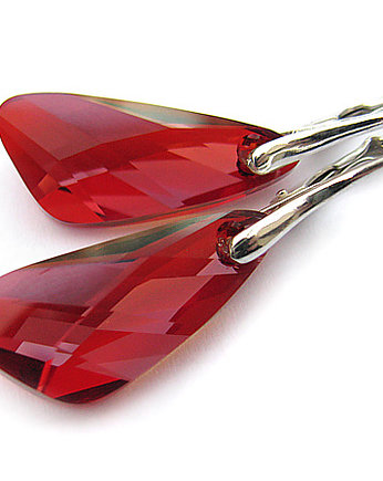 Ogniste, srebrne kolczyki kryształ Swarovski - Magma Wing, Marisella