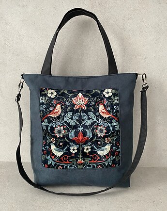 Duża torba na ramię - ornament ptaszki, PRACOWNIA 166