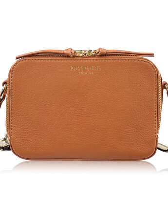 Torebka damska skórzana listonoszka na ramię modna koniakowa Paolo Peruzzi KV, Paolo Peruzzi