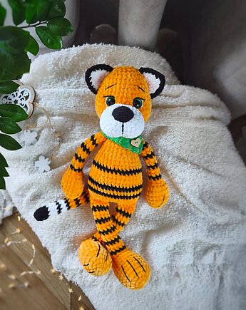 Tygrys pluszowy, Przytulanka dla dziecka, Tygrysek na szydełku, EcoToysByNastya