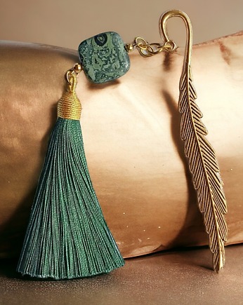 Zakładka PREMIUM : zieleń i złoto : jaspis kambaba, kaktusia