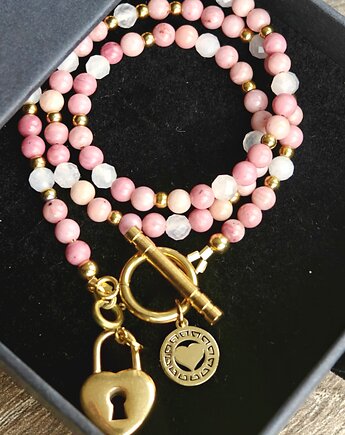 Klasyczny rodonit i kwarc różowy, NESSING handmade