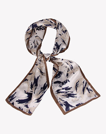 Elegancki dwustronny szal jedwabny beżowy 16cm x145cm, ALLORA BE UNIQUE