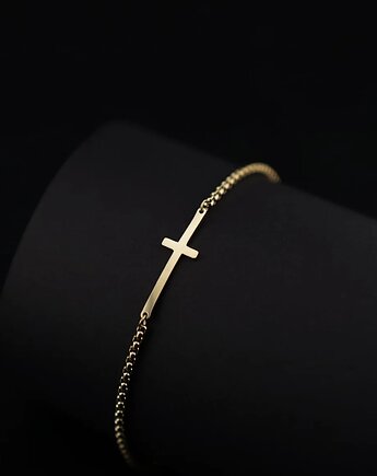 Bransoletka na łańcuszku z krzyżykiem złota, Aurum Deluxe