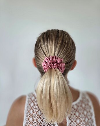 Gumka jedwabna, scrunchie, frotka strawberry pink MIDI, Capillum