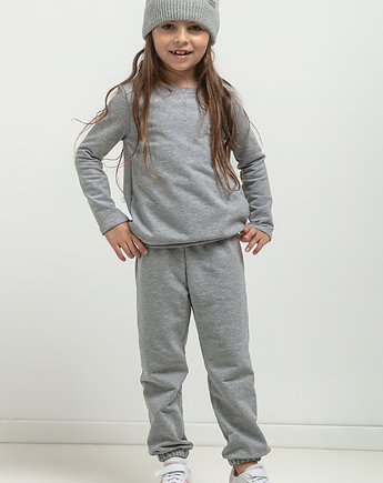 Spodnie dresowe w typie jogger dla dziecka, MMD38, jasnoszare, mala bajka