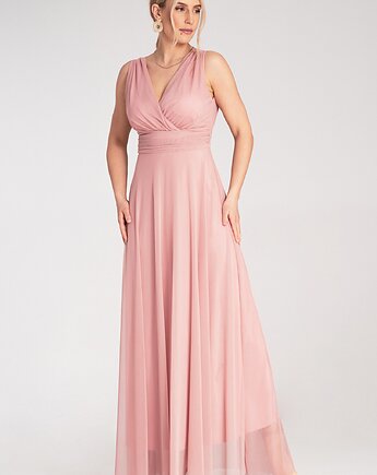 Elegancka kopertowa sukienka maxi na ramiączkach na wesele - M1186, FIGL