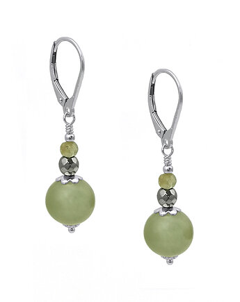 Eleganckie kolczyki z zielonym jadeitem 10mm srebro 925, Yamira Art Studio