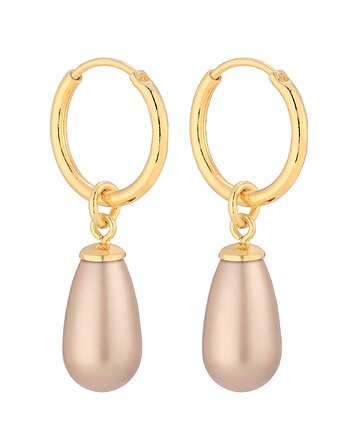 Złote kolczyki koła z pudrowymi perłami SWAROVSKI CRYSTAL, SOTHO