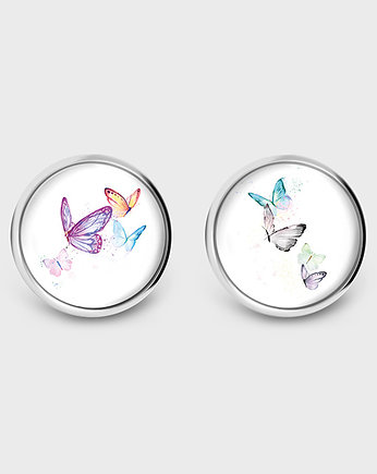 Kolczyki sztyfty - Motyle - grafika, yenoo